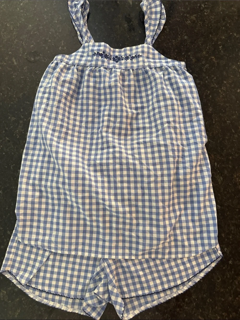 GAP Blue and White Gingham Kids Pajama Romper